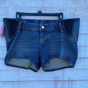 Isabel maternity midi short Sz 10 Jean shorts side panel
